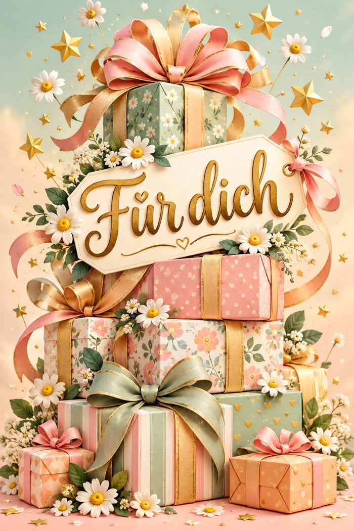 Geschenkpakete mit einem Anhänger „Für dich“