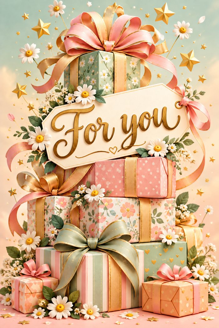 Gift boxes with a tag saying “For you”