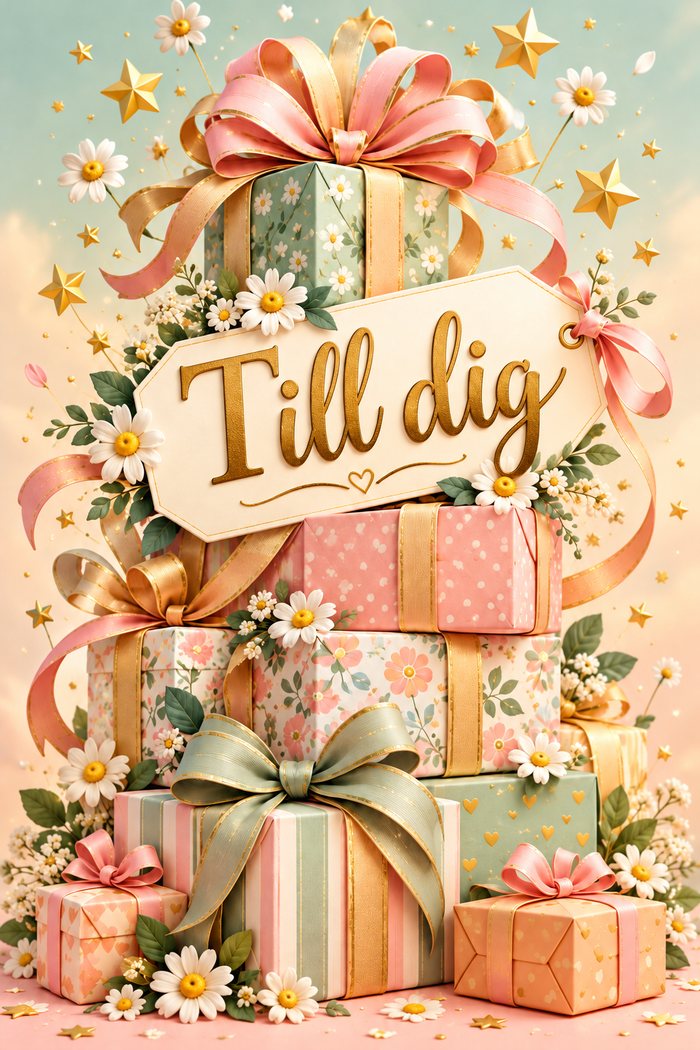 Presentpaket med en etikett ”Till dig”