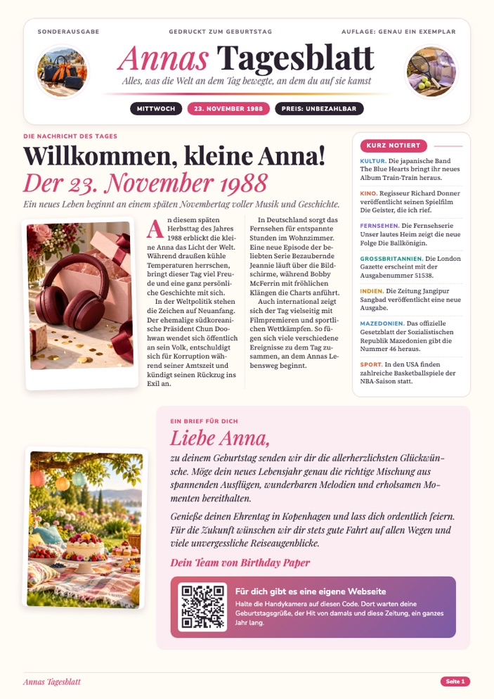 Titelseite von Annas Tagesblatt