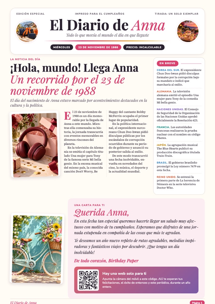 Portada del periódico de Anna