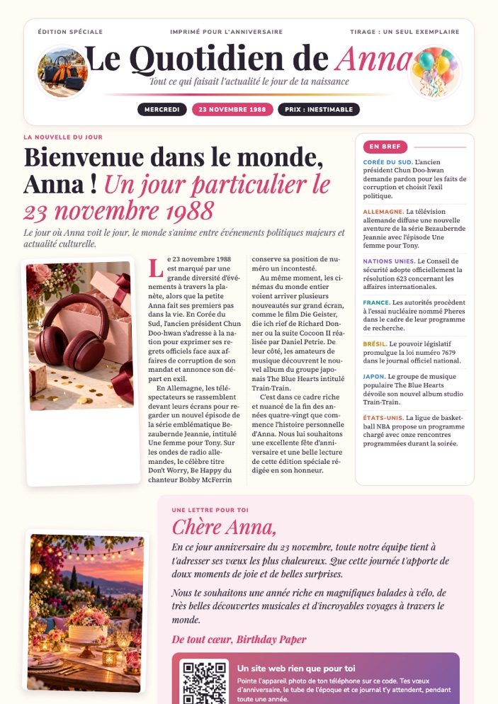 Une du journal d’Anna