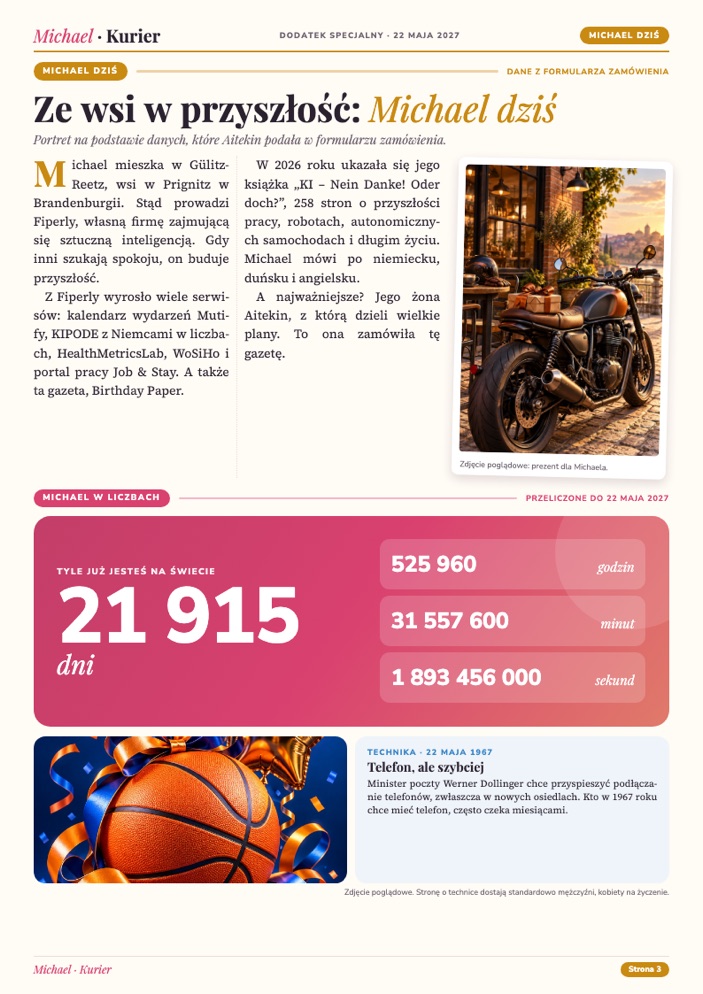 Gazeta urodzinowa: Michael, strona 3
