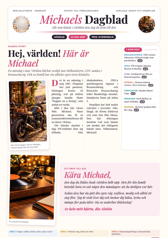 Michaels tidning, sida 1