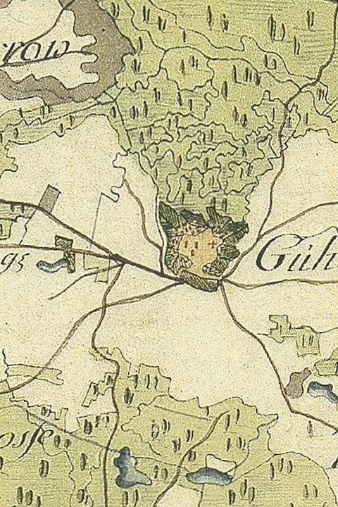 Handgezeichnete Karte von Gülitz um 1780